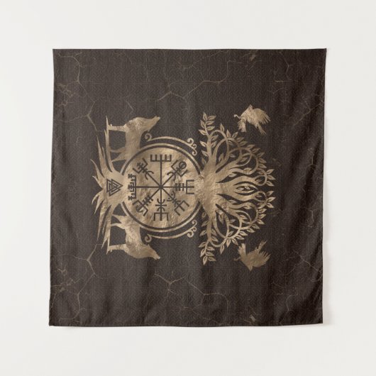 Vegvisir - Viking Compass Ornament Wandkleed (Voorkant (horizontaal))