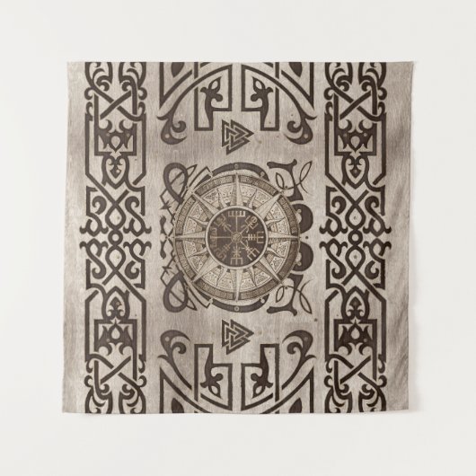 Vegvisir - Viking Compass Ornament Wandkleed (Voorkant (horizontaal))