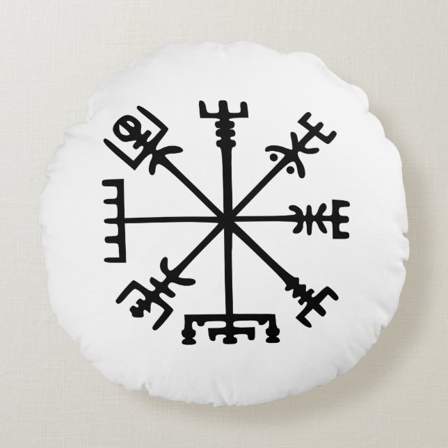 Vegvísir (Viking Compass) Rond Kussen (Voorkant)