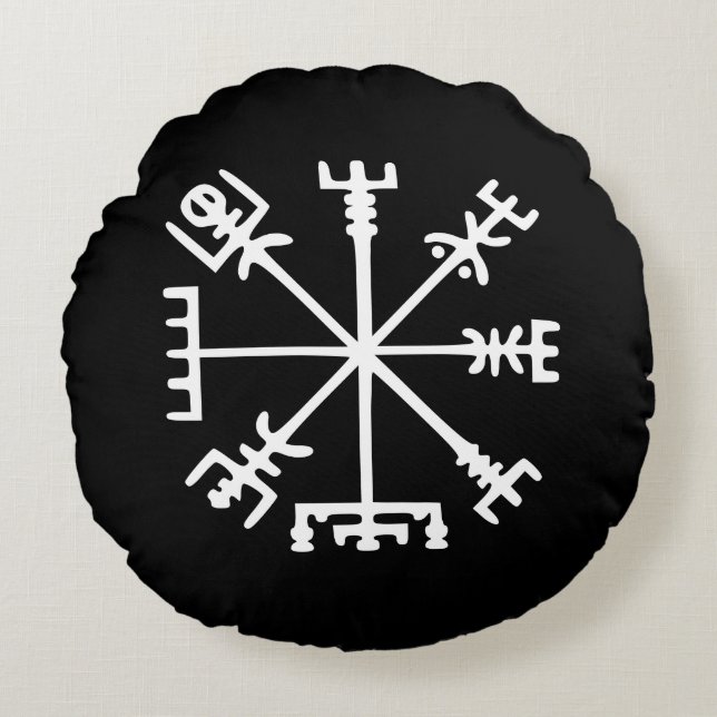 Vegvísir (Viking Compass) Rond Kussen (Voorkant)