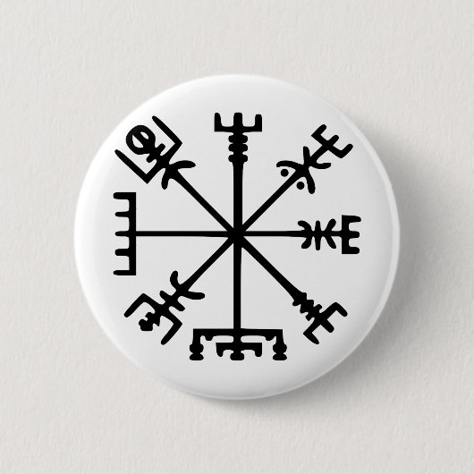 Vegvísir (Viking Compass) Ronde Button 5,7 Cm (Voorkant)