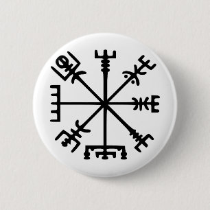 Vegvísir (Viking Compass) Ronde Button 5,7 Cm