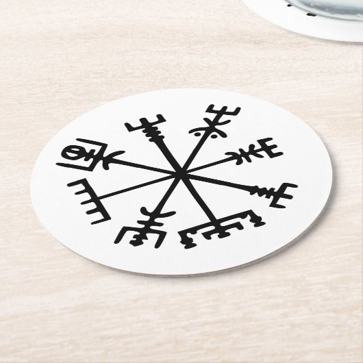 Vegvísir (Viking Compass) Ronde Kartonnen Onderzetter (Gebogen)