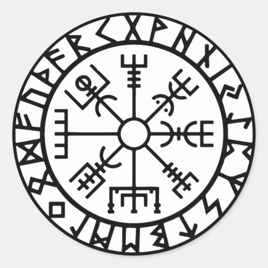 Vegvisir (Viking Compass) Ronde Sticker (Voorkant)
