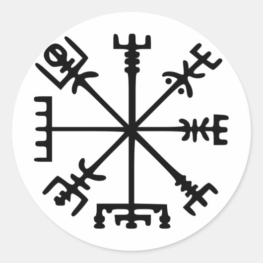 Vegvísir (Viking Compass) Ronde Sticker (Voorkant)