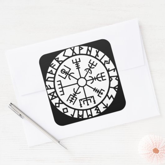Vegvisir (Viking Compass) Round Sticker (Envelop)