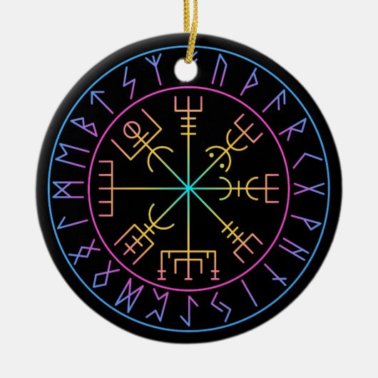 Vegvisir Viking Compass Symbol Design Keramisch Ornament (Voorkant)