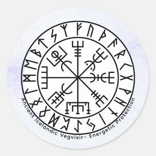 Vegvisir Viking Compass Symbol Design Ronde Sticker (Voorkant)