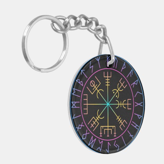Vegvisir Viking Compass Symbol Design Sleutelhanger (Voorkant Links)