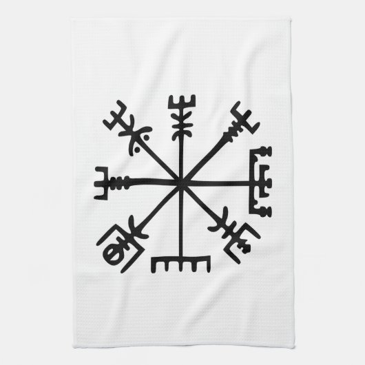 Vegvísir (Viking Compass) Theedoek (Verticaal)