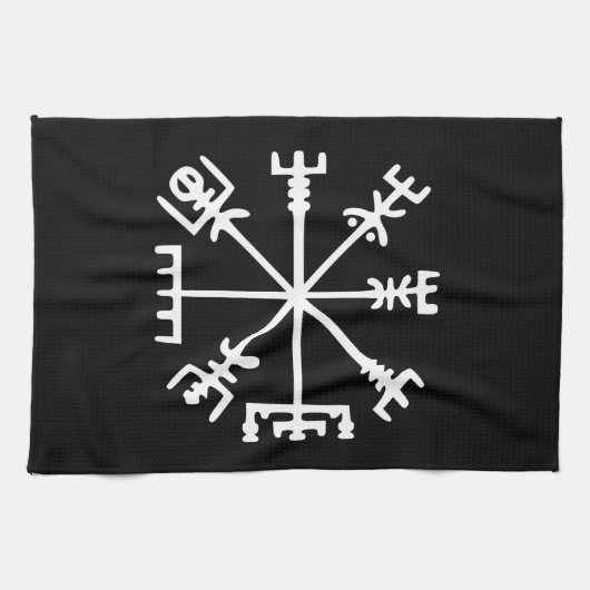 Vegvísir (Viking Compass) Theedoek (Horizontaal)