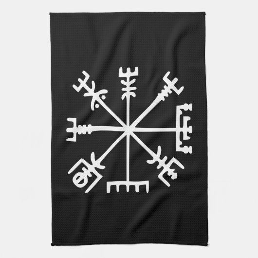 Vegvísir (Viking Compass) Theedoek (Verticaal)