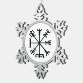 Vegvísir (Viking Compass) Tin Sneeuwvlok Ornament (Rechts)