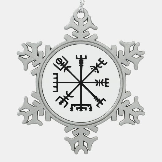 Vegvísir (Viking Compass) Tin Sneeuwvlok Ornament (Voorkant)