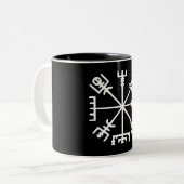 Vegvísir (Viking Compass) Tweekleurige Koffiemok (Voorkant links)