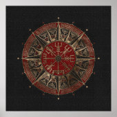 Vegvisir - Viking Compass - Zwart en rood leder Poster (Voorkant)