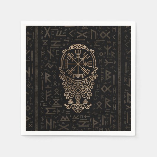 Vegvisir - Viking Kompas op Futhark patroon Servet (Voorkant)