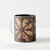 Vegvisir, Viking rune, Rune spreuk Tweekleurige Koffiemok (Voorkant links)