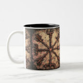 Vegvisir, Viking rune, Rune spreuk Tweekleurige Koffiemok (Links)