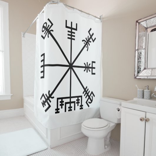 Vegvisir Viking Symbol Douchegordijn (In situ)