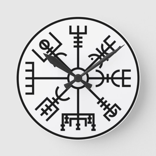 vegvisir Viking Symbol Norse Shield Odin Ronde Klok (Voorkant)