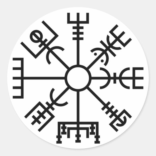 vegvisir Viking Symbol Norse Shield Odin Ronde Sticker (Voorkant)