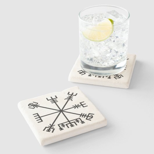 Vegvisir Viking Symbool Stenen Onderzetter (Zijkant)