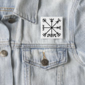 Vegvisir Viking Symbool Vierkante Button 5,1 Cm (In situ)