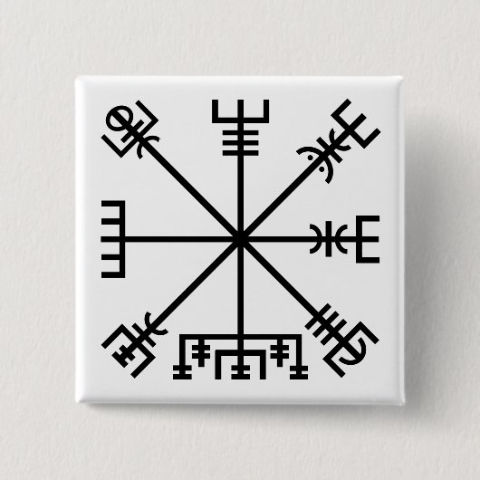 Vegvisir Viking Symbool Vierkante Button 5,1 Cm (Voorkant)