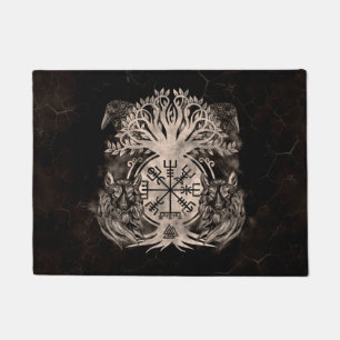Vegvisir-Yggdrasil met Ravens en Wolven Deurmat
