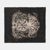 Vegvisir-Yggdrasil met Ravens en Wolven Fleece Deken (Voorkant (Horizontaal))