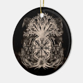 Vegvisir-Yggdrasil met Ravens en Wolven Keramisch Ornament (Links)