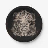 Vegvisir-Yggdrasil met Ravens en Wolven Papieren Bordje (Voorkant)