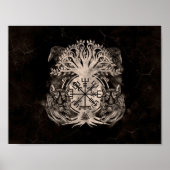 Vegvisir-Yggdrasil met Ravens en Wolven Poster (Voorkant)