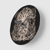 Vegvisir-Yggdrasil met Ravens en Wolven Ronde Klok (Hoek)