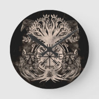 Vegvisir-Yggdrasil met Ravens en Wolven