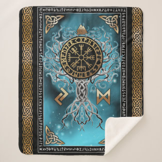 Vegvisir Yggdrasil Viking Rune Noors Sherpa Deken