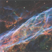 Veil Nebula Supernova Remnants Hubble Telescope Sticker (Voorkant)