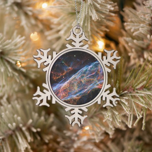 Veil Nebula Supernova Remnants Hubble Telescope Tin Sneeuwvlok Ornament (Boom)