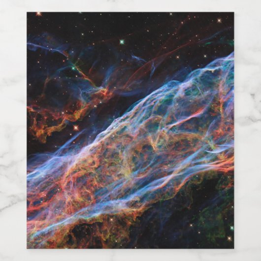 Veil Nebula Supernova Remnants Hubble Telescope Wijn Etiket (Enkel label)