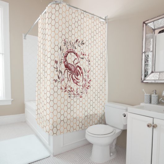 Veil of Mystery: Elegant Scorpio Douchegordijn (In situ)