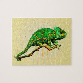 Veiled Chameleon Waterverf Reptile Jigzaag Puzzle Legpuzzel