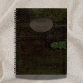 Veiled Notions: Dark Academia Moss Velvet Journal Notitieboek