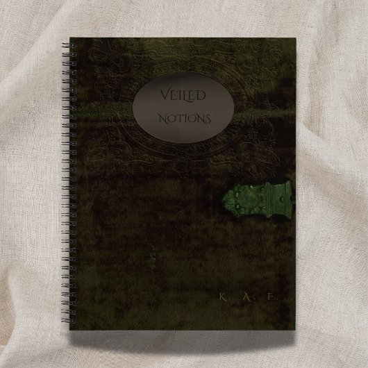 Veiled Notions: Dark Academia Moss Velvet Journal Notitieboek