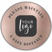 Veilig afstand Roos Goud Uw Logo Sticker (Voorkant)