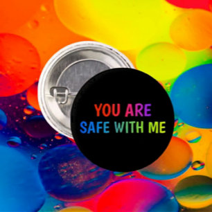 Veilig Bij Mij Pride Knop Ronde Button 3,2 Cm
