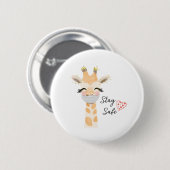 Veilig blijven, Giraffe gezichtsmasker Ronde Button 5,7 Cm (Voorkant /achterkant)
