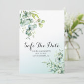 Veilig de datum elegant Eucalyptus Kaart (Staand voorkant)