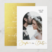 Veilig de datumfoto, gouden script kaart (Voorkant / Achterkant)