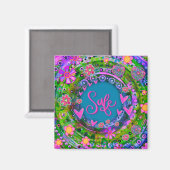 Veilig Groen Roze  Leuk Bloemen Inspirivity Magneet (Voorkant / Achterkant)